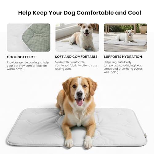 DORMORA Self Cooling Mat for Dogs & Cats, 35x23 Soft Breathable Cold Crate Pad for Pet, Portable Washable Kennel Bed for O...
