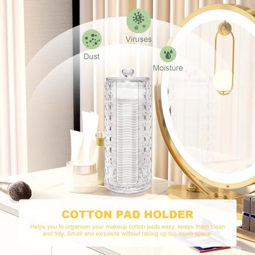 Obsoorth 33.8oz Clear Cosmetic Cotton Pads Rounds Holder Easy Accessing Acrylic Makeup Removers Pad Organizer Dispenser wi...