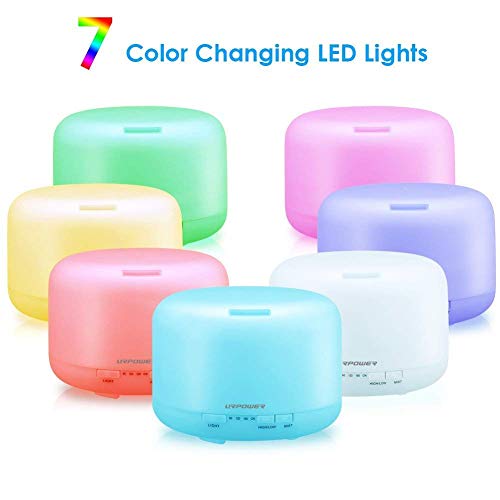 URPOWER Upgraded 500ML Essential Oil Diffuser Humidifiers Ultrasonic Aromatherapy Diffusers with 4 Timer Settings and Wate...