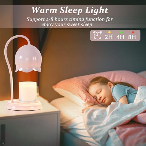 Candle Warmer Lamp Pink, Dimmable Scented Wax Melt Warmer with Timer, Lamp Candle Warmer for Womens Gifts, Housewarming Gi...