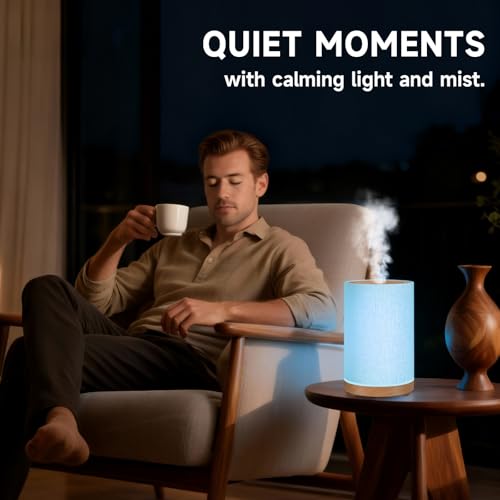 URPOWER 100ML Essential Oil Diffusers for Home with Linen Cover 7 Color Changing Lights, Timer & Auto-Off Scent Diffuser O...