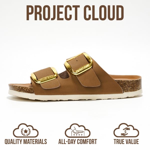 Project Cloud 100% Genuine Leather Flat Sandals for Women 2026 Comfortable Beach Essentials Womens Sandals Memory Foam Vac...