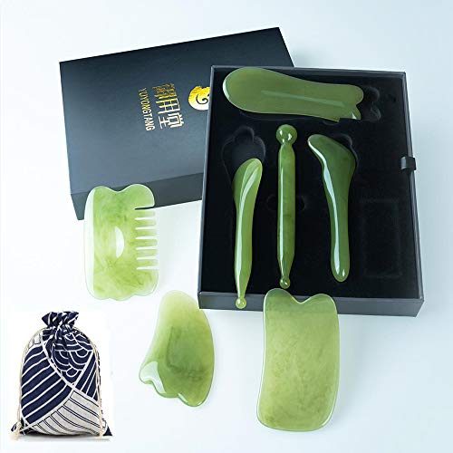 YUYONGTANG 7 Pieces Gua Sha Scraping Massage Tool,Natural Resin GuaSha Tool Massage Tools Set for Face Back and Neck Relea...