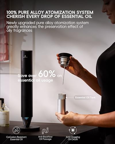 Wireless Rechargeable Hotel Scent Diffuser Starter Kit - 1500 Sq Ft Coverage, Alloy Atomization System,Mood Light,Waterles...