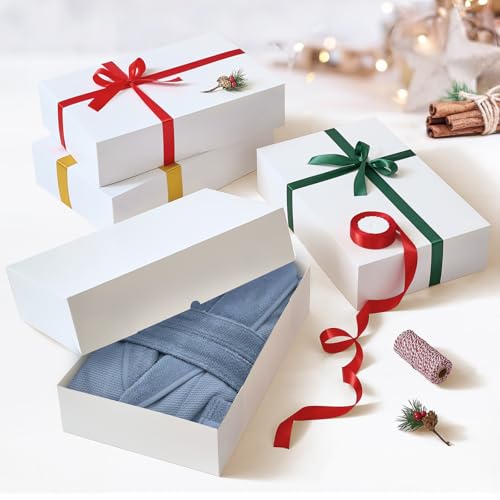 YANGTE 12 Premium Gift Boxes with Lids for Presents, Extra Large White Boxes for Wrapping Gifts, 4-inch Deep Clothing Gift...