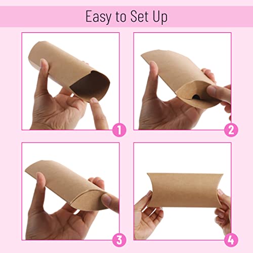 Mr. Pen Kraft Pillow Boxes, 6.3x3.4x1.3 in, 25 Pack with Jute Twines, Kraft Gift Boxes, Paper Boxes for Gifts