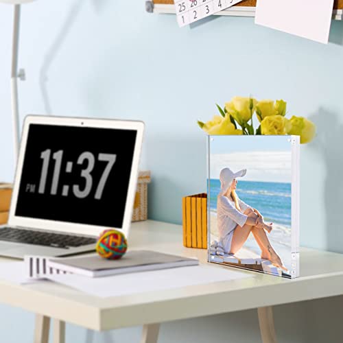 TWING Picture Frame, 8x10 Acrylic Photo Frames Horizontal Magnet Double Sided Photo Frame with Microfiber Cloth,12 + 12MM ...