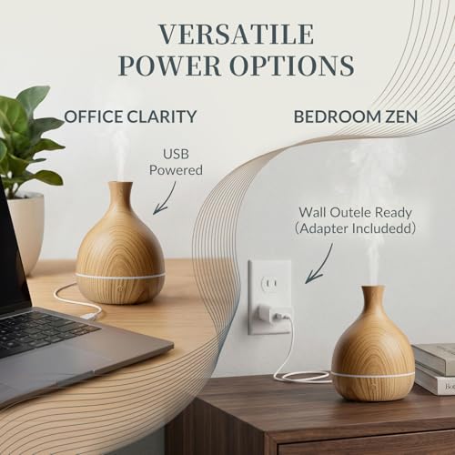 Cegsin Essential Oil Diffuser with Adapter, 100ml Small Aromatherapy Scent Machine for Home & Office Desk, 7 Color LED Coo...