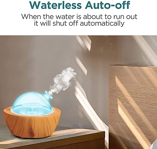 280ml Glass Essential Oil Diffuser Wood Grain Base Air Aroma Diffusers for Aromatherapy Cool Mist Humidifier with Safe Aut...