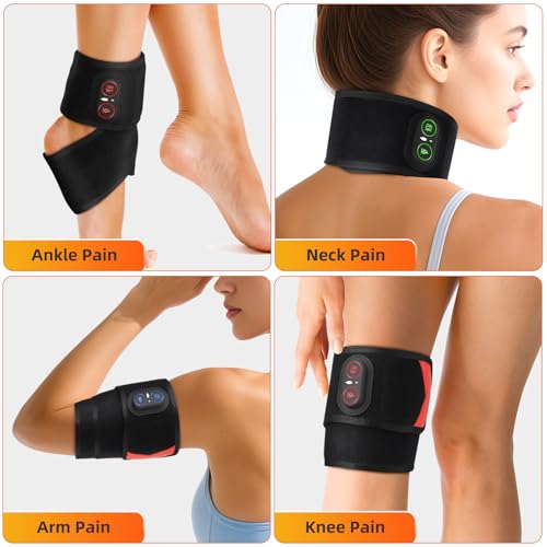 Cordless Wrist Hand Heating Pad Massage for Pain Relief, Rechargeable Heated Wrist Brace for Carpal Tunnel, Red Light Ther...
