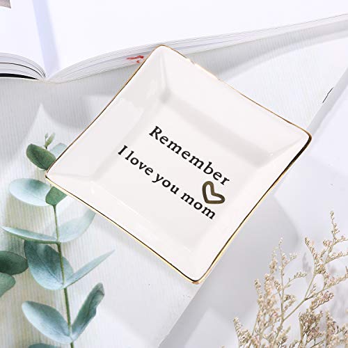 HOME SMILE Ceramic Ring Dish Jewelry Tray-Mom Gifts, Remember I Love You Mom - Birthday, Mother's Day, Christmas Gifts for...