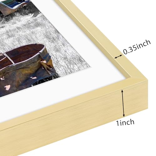 Golden State Art, 11x14 Gold Picture Frame Displays Photo 8x10 with Mat or 11 x 14 Without Mat for Wall Mounting, Classic ...