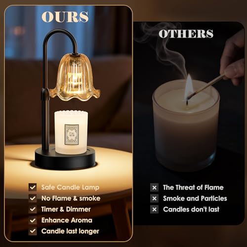 Candle Warmer Lamp with Timer, Birthday for Women Mom, House Warming Gifts Modern Farmhouse Home Decor, Dimmable Wax Melt ...