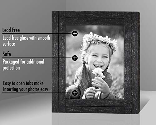 Americanflat 8x10 Picture Frame with Polished, Crystal Clear Glass - Hampton Collection - Distressed Wood Picture Frames f...