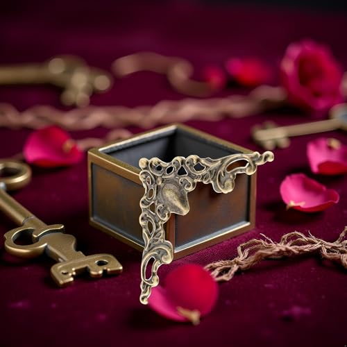 30 Pcs Antique Edge Corner Decorative Protectors, Scrapbooking Albums Embellishment Photo Frame Jewelry Box Decorative Cor...