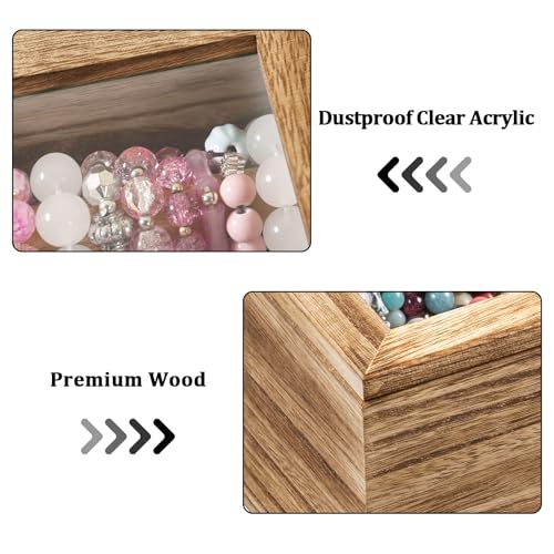 Bellaownia Bracelet Storage Box Holds Up to 150 Bangles, Bracelet Organizer with Clear Lid & Rods, Jewelry Display Case fo...
