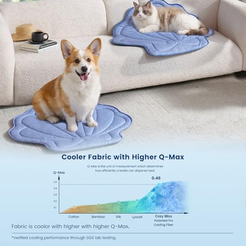 Cozy Bliss Cute Shell Shape Cooling Mat for Small Dogs and Cats, Non-Slip, Leakproof Washable Pet Cooling Mat for Hot Weat...