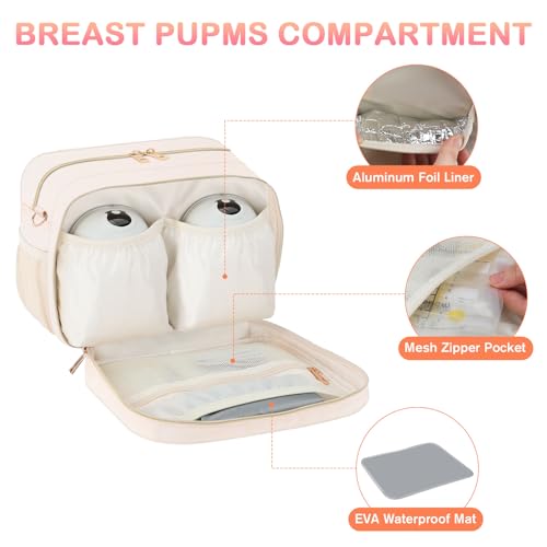 PIIOSER Breastmilk Cooler Bag with Ice Pack, Fits 6 Baby Bottles Up to 9 Ounce, Insulated Bottle Travel Bags with Shoulder...