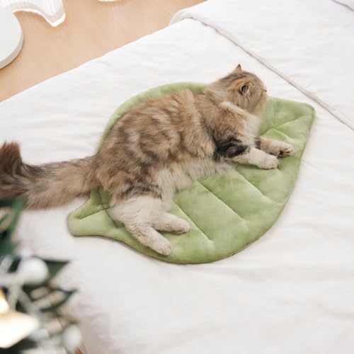Nimorio Self Warming Cat Leaf Mat,Comfortable Soft Fabric Breathable Cozy Cat Warm Bed Mat with Foil Insulation,Cat Bed Ma...