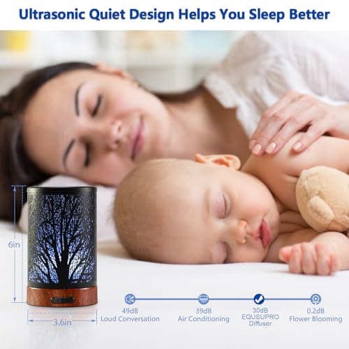 EQUSUPRO Essential Oil Diffuser 150ml Black Metal Aromatherapy Oil Diffuser Ultrasonic Cool Mist Diffuser with Auto Shut-O...