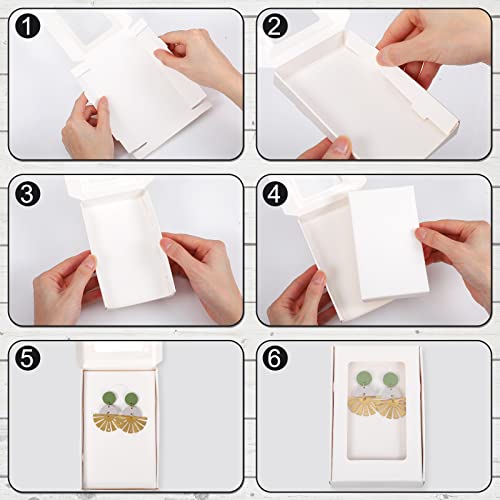 Crtiin 30 Pcs Jewelry Packaging Boxes 5.4"x3.4"x0.7" Cardboard Necklace Gift Boxes Bulk with Clear Window, Display Card an...