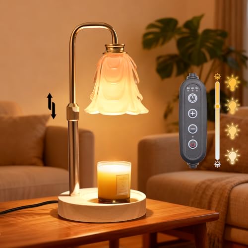 Flower Candle Warmer Lamp with Timer and Dimmer 4-Level Dimmable Adjustable Height Light Heat Lamp for Jar Candles Modern ...