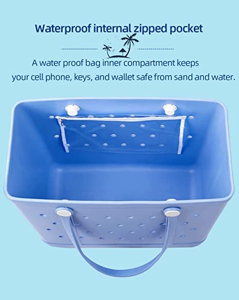 Uwyriwooq Beach Tote Bag for Women, Rubber Beach Bag Waterproof Sandproof, Extra Large EVA Tote Bag Boat Bag