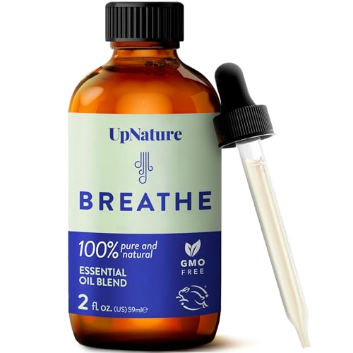 UpNature Breathe Essential Oils Blend (Large 2oz) Breath Relief Eucalyptus and Menthol Blend - Essential Oils for Diffuser...
