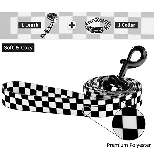 Ihoming Puppy Collar and Leash Set for Daily Outdoor Walking Running Training, Chess Board Design for Extra Small Boys Gir...