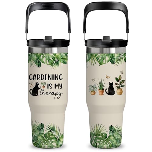 xiiai Garden Gifts for Plant Lovers - 30oz Insulated Stainless Steel Tumbler with Handle, Cute Leak-Proof Water Bottle for...