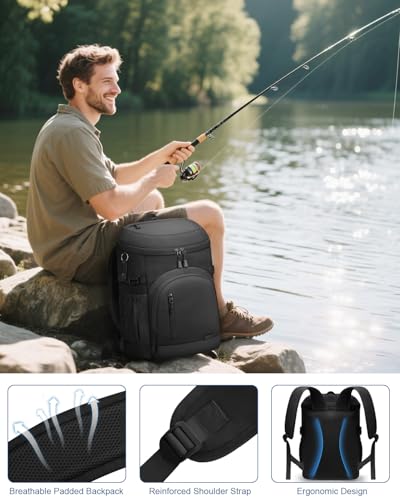 Pritent Cooler Backpack Insulated Waterproof,30/45 Cans Backpack Coolers Leakproof Lunch Backpack for Men Women Portable S...