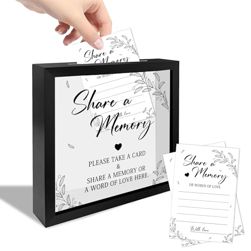 Bltgh Share a Memory Card Box with Acrylic Window, 20 Pcs Memory Cards, for Sympathy Condolence Messages, Remembrance Tabl...