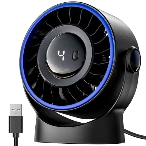 SWEETFULL USB Small Desk Fan - 5 Inch Mini Personal Desktop Fan, 4 Speeds Cooling Strong Airflow, 360° Adjustable Tilt, Qu...