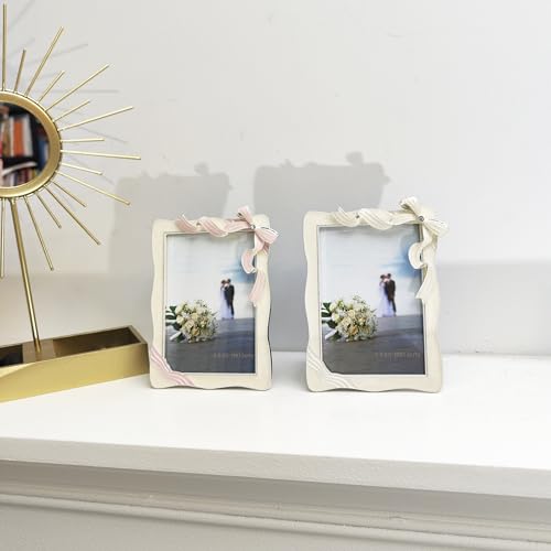 IELEPHONIX Elegant Butterfly Bow Ribbon-Shaped Metal Photo Frame, 3.5 * 5 in 5 * 7in,Decorative Ornate Display for Chrishe...
