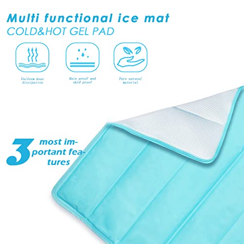 Ice Cooling Mat, Gel Cooling Cold Mat Pain Relief, Injuries Mesh Fabric Hot Cold Therapy Pack for Back, Shoulder, Knee, Be...