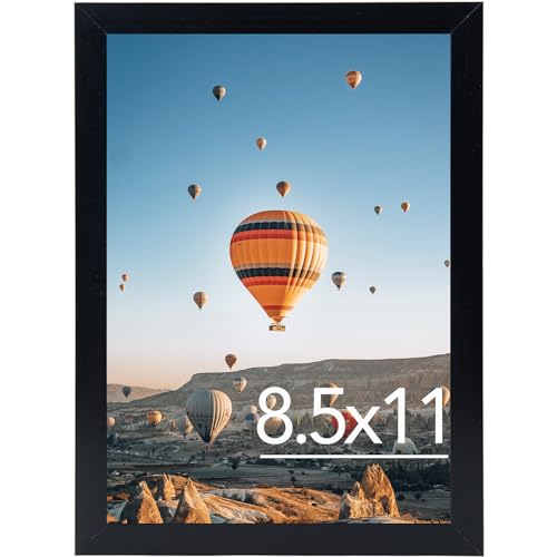 JCJMY 8.5x11 inch Picture Frame Black for Certificate Poster and Photo, Horizontal and Vertical Formats for Wall Hanging o...