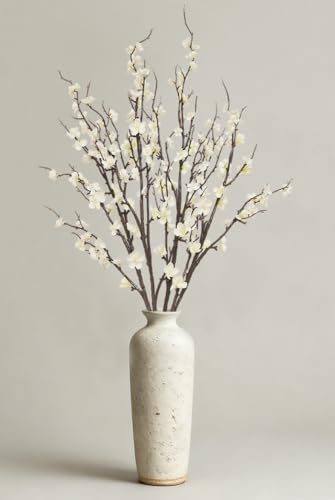 Cherica 4 Pcs Cherry Blossom Branches 39 Inch White Fake Flowers Spring Decorations for Home Decor, Artificial Flowers Lon...