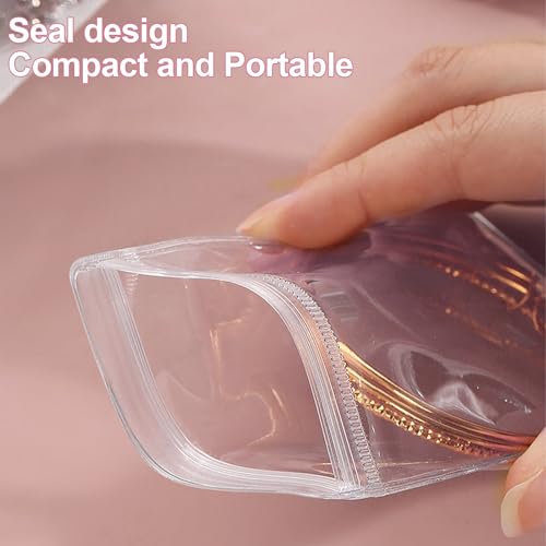 Wensdr 2 Packs Acrylic Jewelry Box with 100pcs PVC Portable Anti Oxidizing Zipper Bags Flip Lid Jewelry Organizer for Earr...