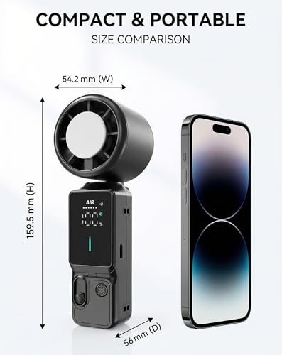 Cyromark Personal Fans Portable Rechargeable - 100-Gear Handheld Fan, Wearable & Foldable 3-in-1 Turbo Fan with Ice Compre...