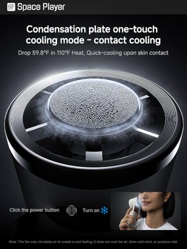 SP Space Player Portable Handheld Turbo Fan with Ice Cooling, 9000mAh Rechargeable Personal Fan, 100-Speed Wind, Built-in ...