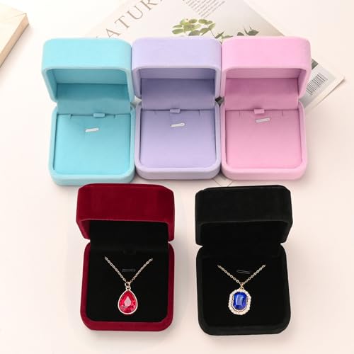 WEIXINDIY Velvet Necklace Pendant Gift Box Jewelry Box Jewelry Display 2.8 x 2.8 x 1.6 inches (Black)