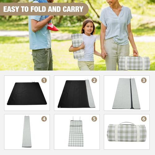 Picnic Blankets Outdoor Extra Large - 80"x80" Portable Waterproof Picnic Blanket, Machine Washable 3-Layer Foldable Park M...