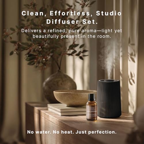 Homedics Waterless Essential Oil Diffuser with 15ml Vanilla Cedarwood Fragrance Oil. SereneScent Cordless Cold Air Scent D...