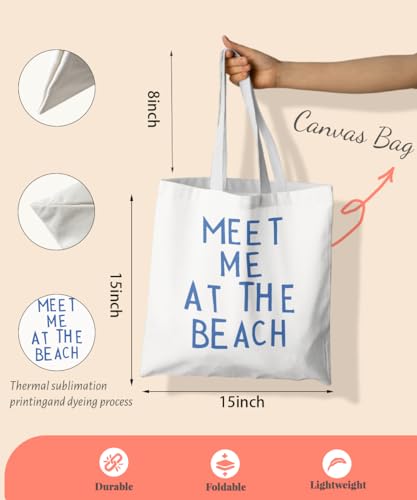 SZERE Beach Summer Canvas Tote Bag for Women Teen Girls Gifts Cute Small Travel Work Tote Bags Reusable Grocery Bags