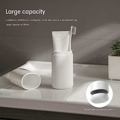 BALUCA Travel Toothbrush Case, Portable Tooth Brush Holder and Toothpaste Cover Container with Mouthwash Cup, Compact Oral...