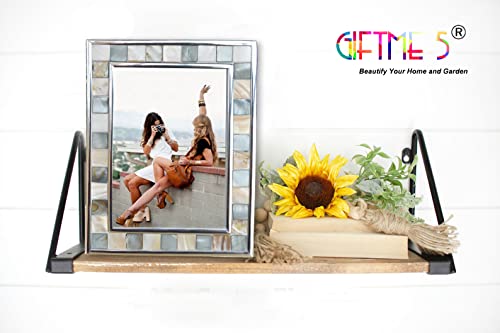 GIFTME 5 Silver Plate Picture Frame 8x10 Mother of Pearl Wall Frame 8by10 Wedding Photo Frame Mosaic Glass Tabletop Pictur...
