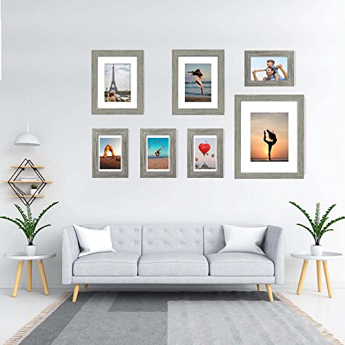 Hongkee 8x10 Picture Frame Set of 2, Grey Photo Frame of Rustic Style, Multi 8 by 10 Photo Frame for Wall or Tabletop Disp...