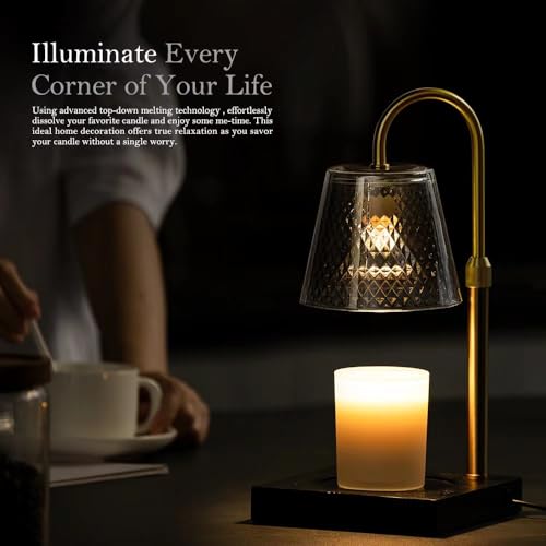 promihills Candle Warmer Lamp with Timer (2H/4H/8H), Adjustable Height Dimmable Wax Melting Lamp for Jar Candles, Electric...