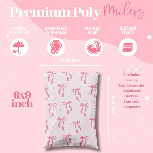 Pretty Package Store 6x9 Designer Poly Mailer 100 Pack Heavy Duty Waterproof Self Seal Shipping Bags for Small Business La...