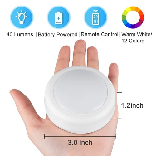 BLS LED Puck Lights with Remote Control, Wireless Under Cabinet & Closet Lighting, RGB 13 Color Changing Lights with Dimme...